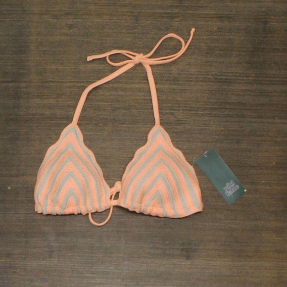 NWT Wild Fable Womens Crochet Triangle Bikini Top PID-X2M9RY M Peach Orange - Picture 2 of 6